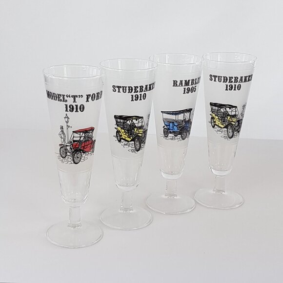 4pc Libbey Classic Cars 8oz Pilsner Glasses Set - Picture 1 of 8